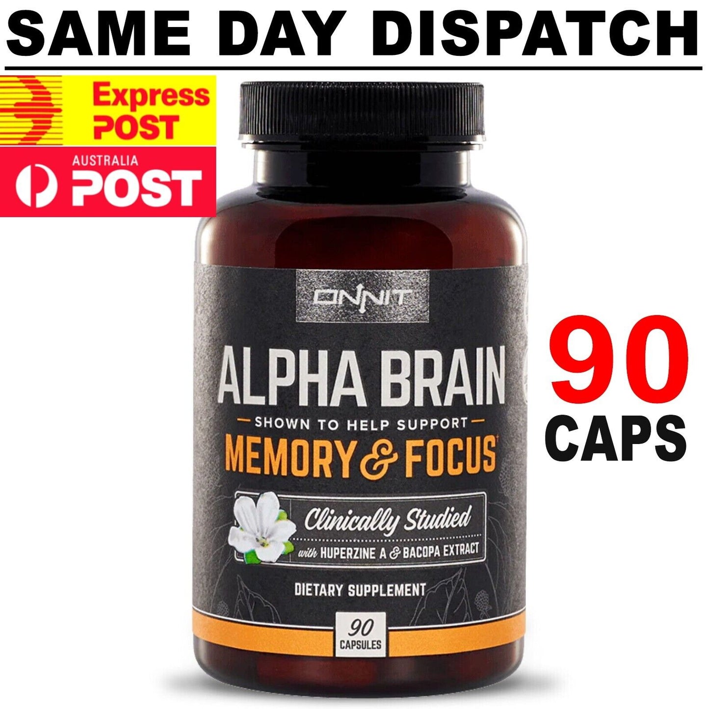 ONNIT Alpha BRAIN 90 Capsules Premium Quality MEGA VALUE PACK FAST POST AU