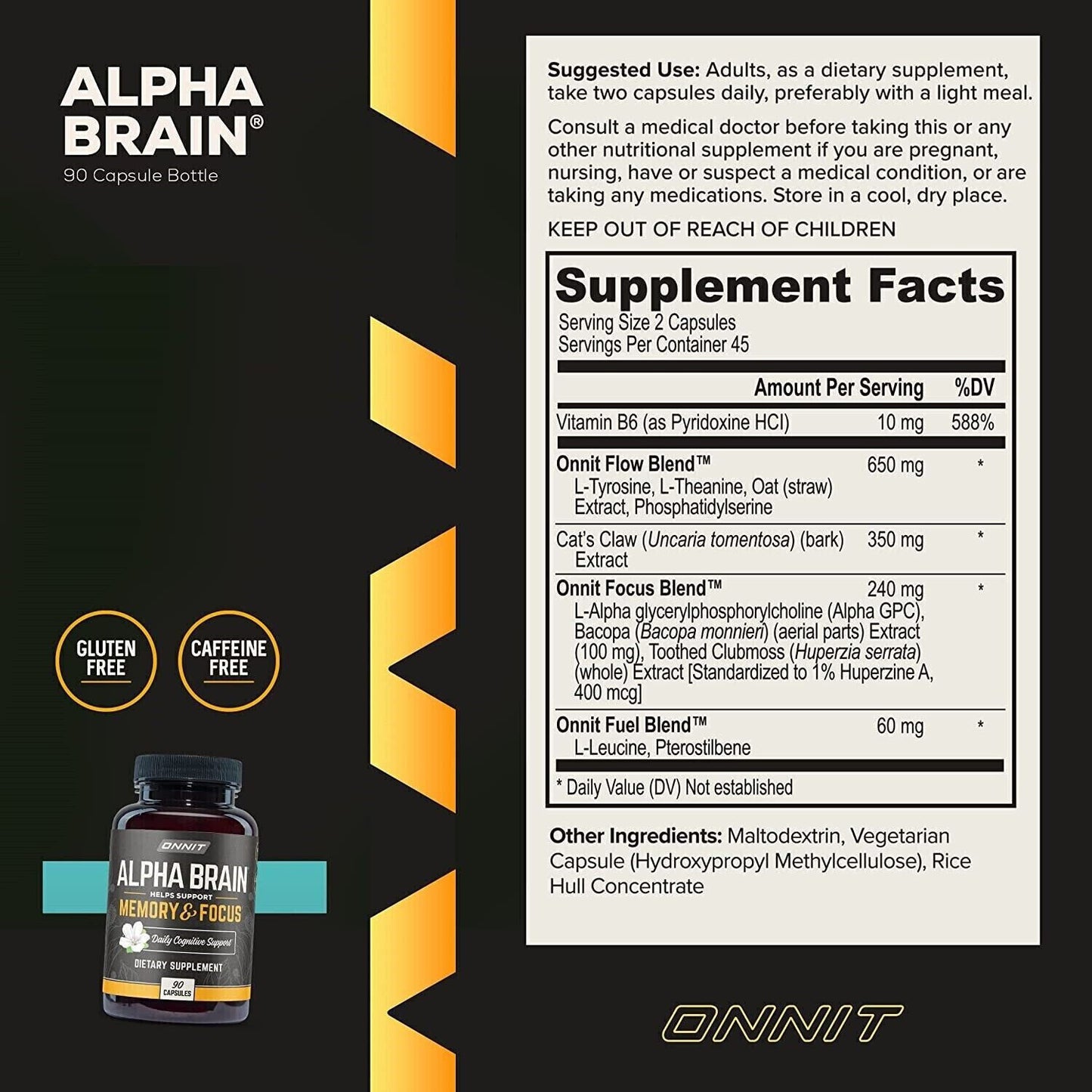 ONNIT Alpha BRAIN 90 Capsules Premium Quality MEGA VALUE PACK FAST POST AU