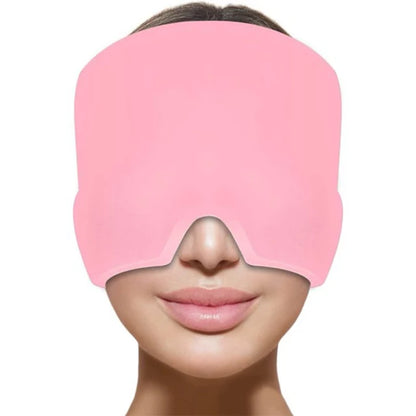 Gel Cold Ice Cap Relaxation Head Heat Treatment Head Wrap Face Mask Massage Sleep Tool Black and Pink